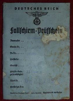 WW2 German Fallschirm-Prufschein Parachute Log WW2 German Fallschirm-Prufschein Parachute Log