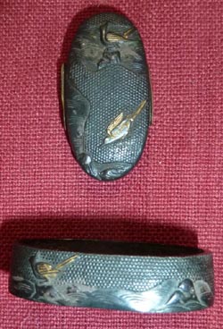 Japanese Samurai Sword Fuchi Kashira - Birds Japanese Samurai Sword Fuchi Kashira - Birds