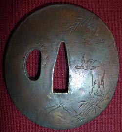 Japanese Samurai Sword Shakudo Tsuba Japanese Samurai Sword Shakudo Tsuba
