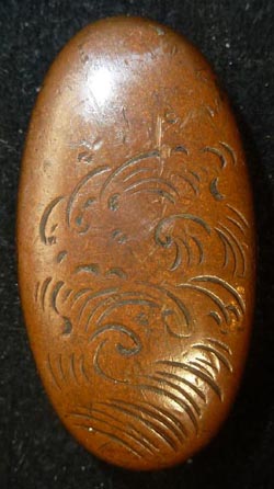 Japanese Samurai Sword Kashira - Copper Waves Japanese Samurai Sword Kashira - Copper Waves