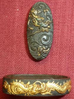 Japanese Samurai Sword Fuchi-Kashira - Dragons Japanese Samurai Sword Fuchi-Kashira - Dragons