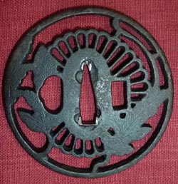 Japanese Samurai Sword Heavy Sukashi Tsuba Japanese Samurai Sword Heavy Sukashi Tsuba