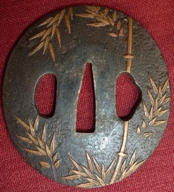 Japanese Samurai Sword Iron Tsuba - Bamboo Japanese Samurai Sword Iron Tsuba - Bamboo