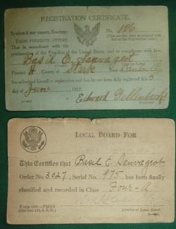 WW1 US Army Draft Registration & Classification Cards