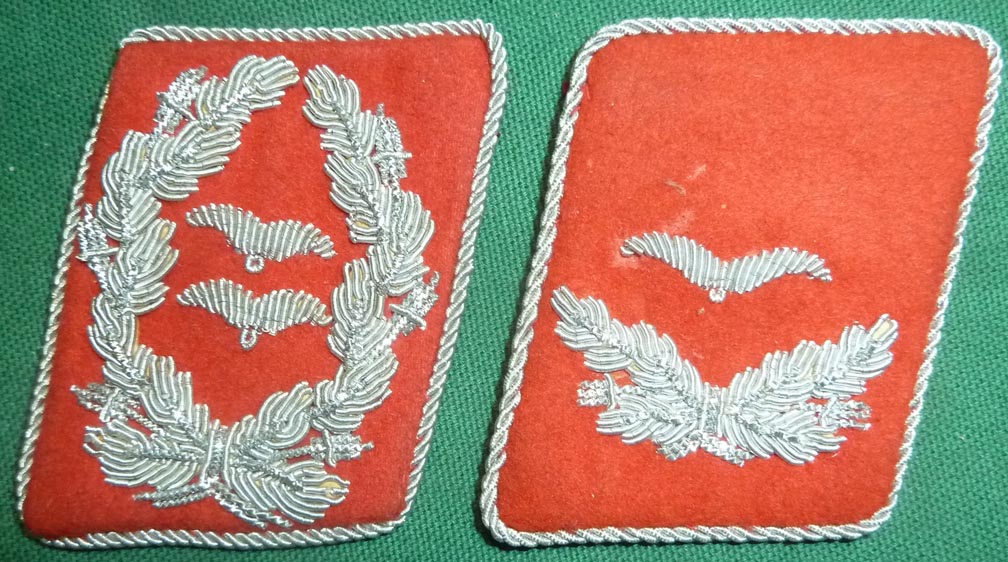 WW2 Luftwaffe Single Collar Tabs - Lt. Colonel & 2nd Lieutenant - Click Image to Close