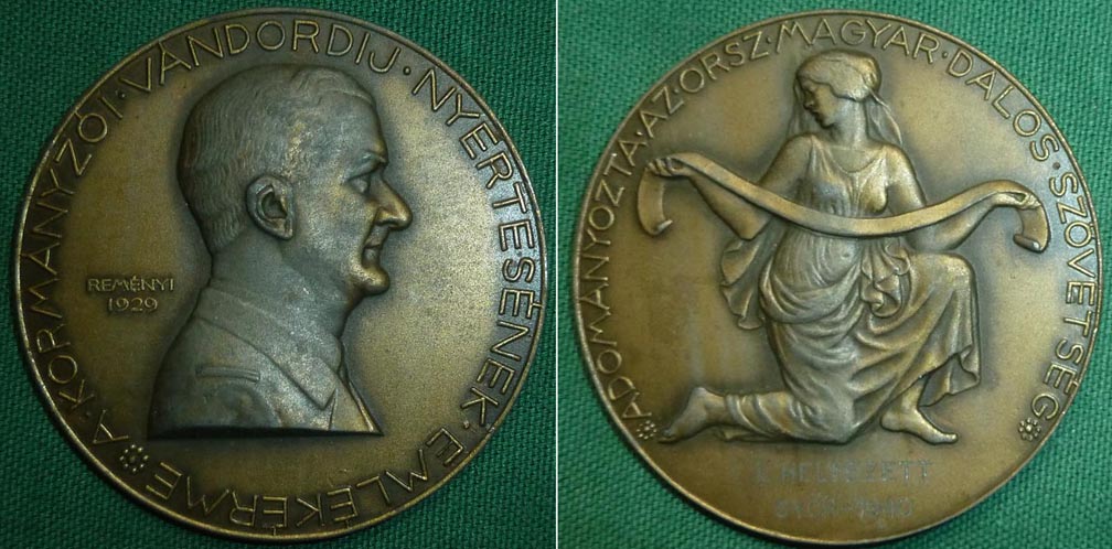 1940 Hungarian Award Large Table Medal Original - Click Image to Close