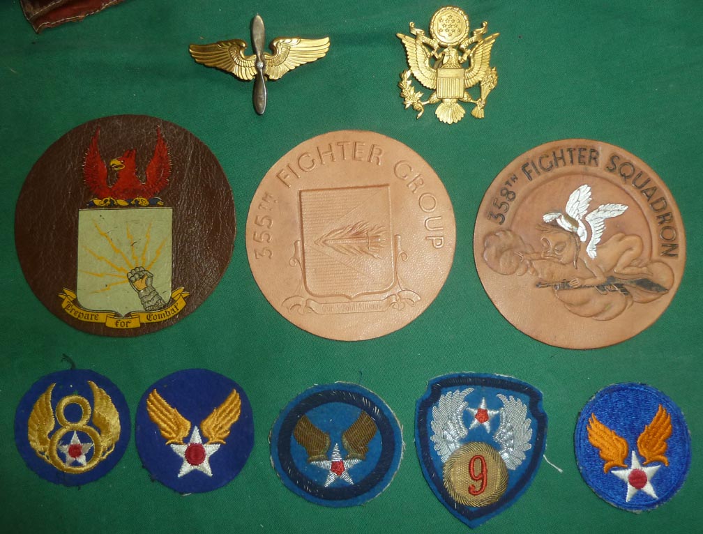 USAAF Pilot - 358th Fighter Squadron Patch/Insignia/Document Lot - Click Image to Close