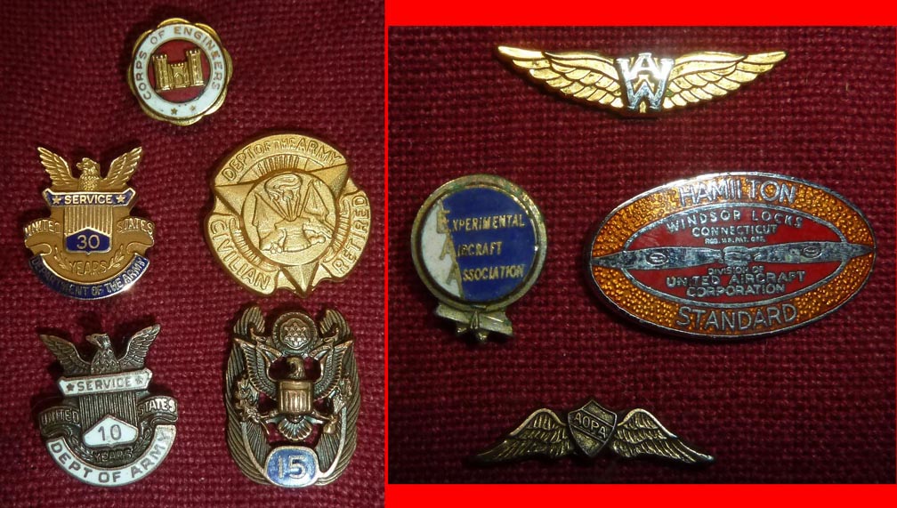 Arsenal Employee Civilian Service and Aviation Pilot Lapel Pins - Click Image to Close