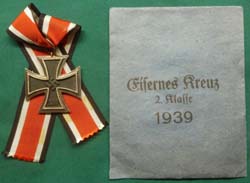 WW2 German Iron Cross Second Class w/ Packet Jakob Bengel