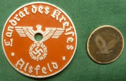 WW2 German License Plate Tag Landrat des Kreises Alsfeld