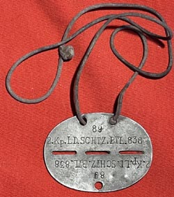 (image for) WW2 German Dog Tag Home Defense Battalion 838 Netherlands