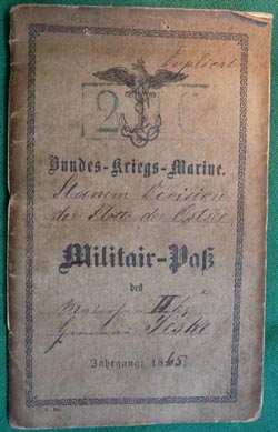 Rare 1865 Kriegsmarine ID Militair-Pass Baltic Sea Flotilla Kiel