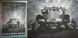 WW2 German Mercedes Silkscreen Poster 19 1/2 x 26 1/4