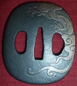 Japanese Samurai Sword Dragon Iron Tsuba