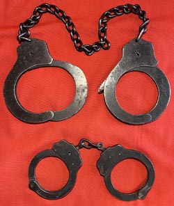 (image for) Vintage Prisoner Leg Shackles & Handcuffs Set Harvard/Peerless Lock Co.