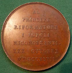 1847 Large Table Medal King Carlo Alberto of Sardinia