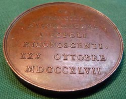 1847 Large Table Medal King Carlo Alberto of Sardinia