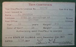 WW1-era Chicago Chauffer's License Photo ID Paige 'Sport'