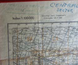 WW2 German Map annotated with Allied Actions in Italian Campaign