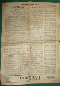 1945 Manila New Day Newspaper by Chinese Anti-Japanese League