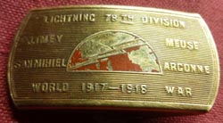 WW1 US Army 78th "Lightning Division" Belt Buckle