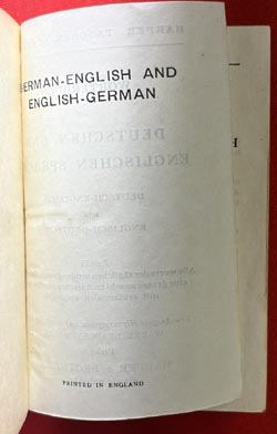 WW2 German-English/English-German Dictionary - England 1945