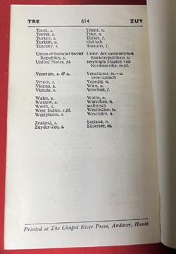 WW2 German-English/English-German Dictionary - England 1945