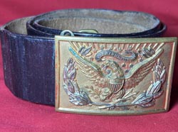 (image for) Early US Army Black Leather Officer's Belt & Brass Buckle