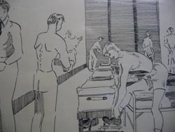 Ink Drawings of Armored Training Lee Tank, Camp Life, 1941