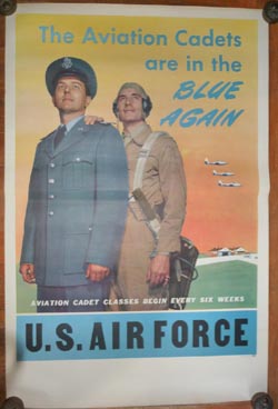 1949 USAF Aviation Cadets Jet Pilot Recruiting Poster 25x38