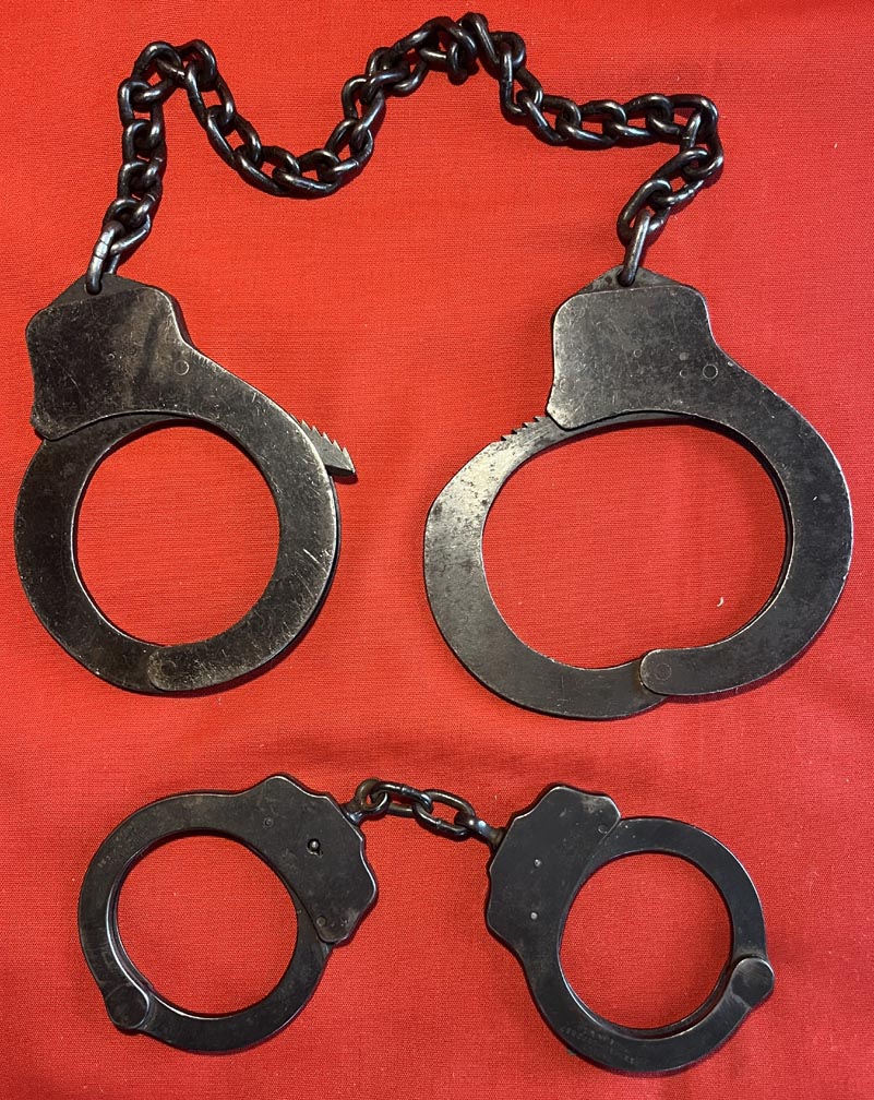Vintage Prisoner Leg Shackles & Handcuffs Set Harvard/Peerless Lock Co.