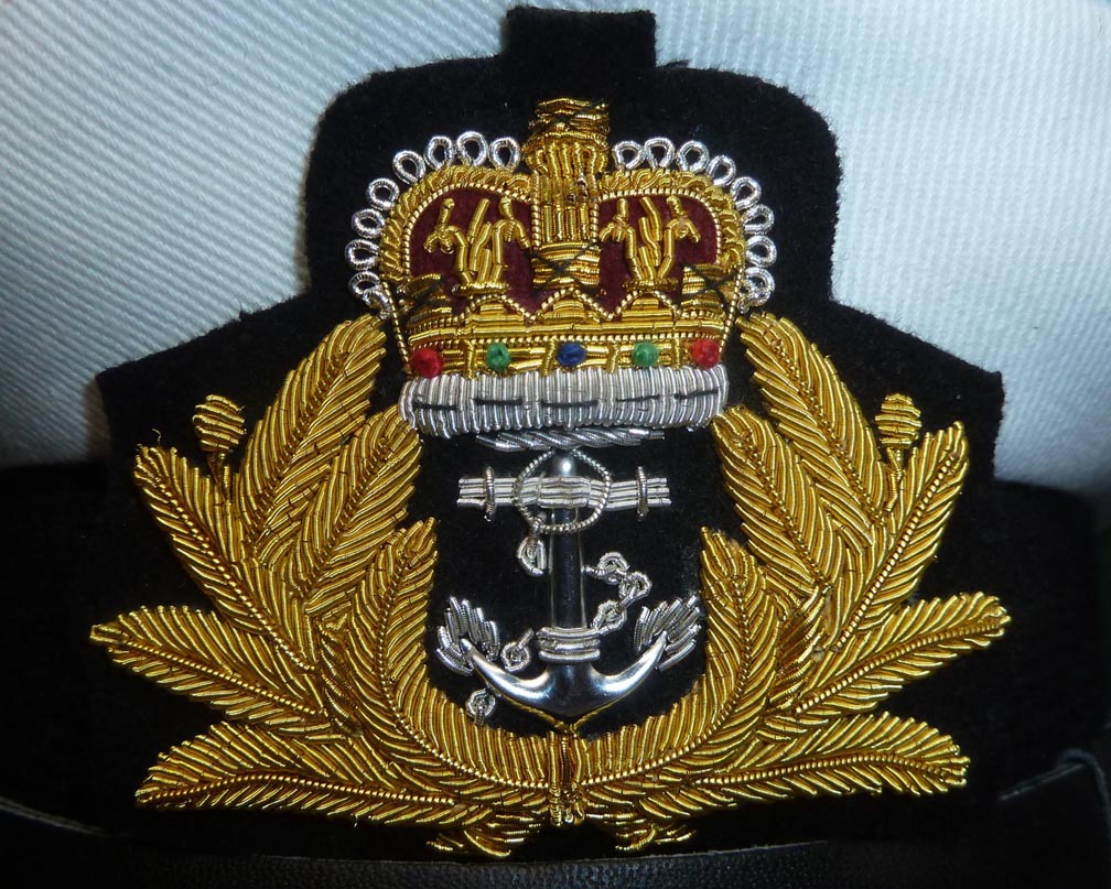 UK BRITISH ROYAL NAVY OFFICERS CAP HAT BADGE KING & QUEEN CROWN CP MADE QUALITY 