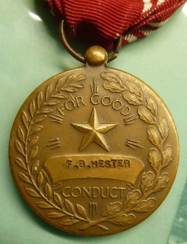 WW2 Engraved Good Conduct Medal PFC Frank B. Hester