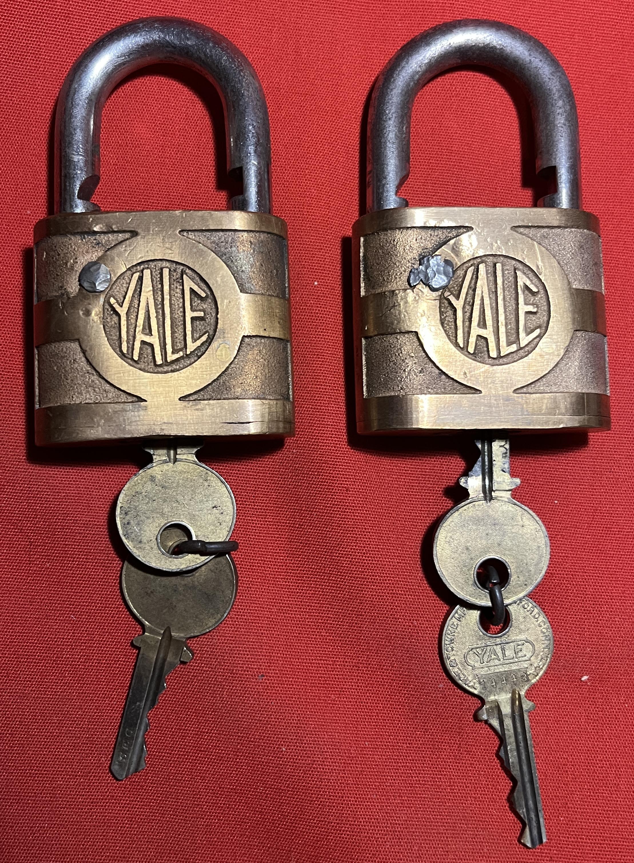 WW2-era Ordnance Department U.S.A. Large Yale Padlocks with Keys