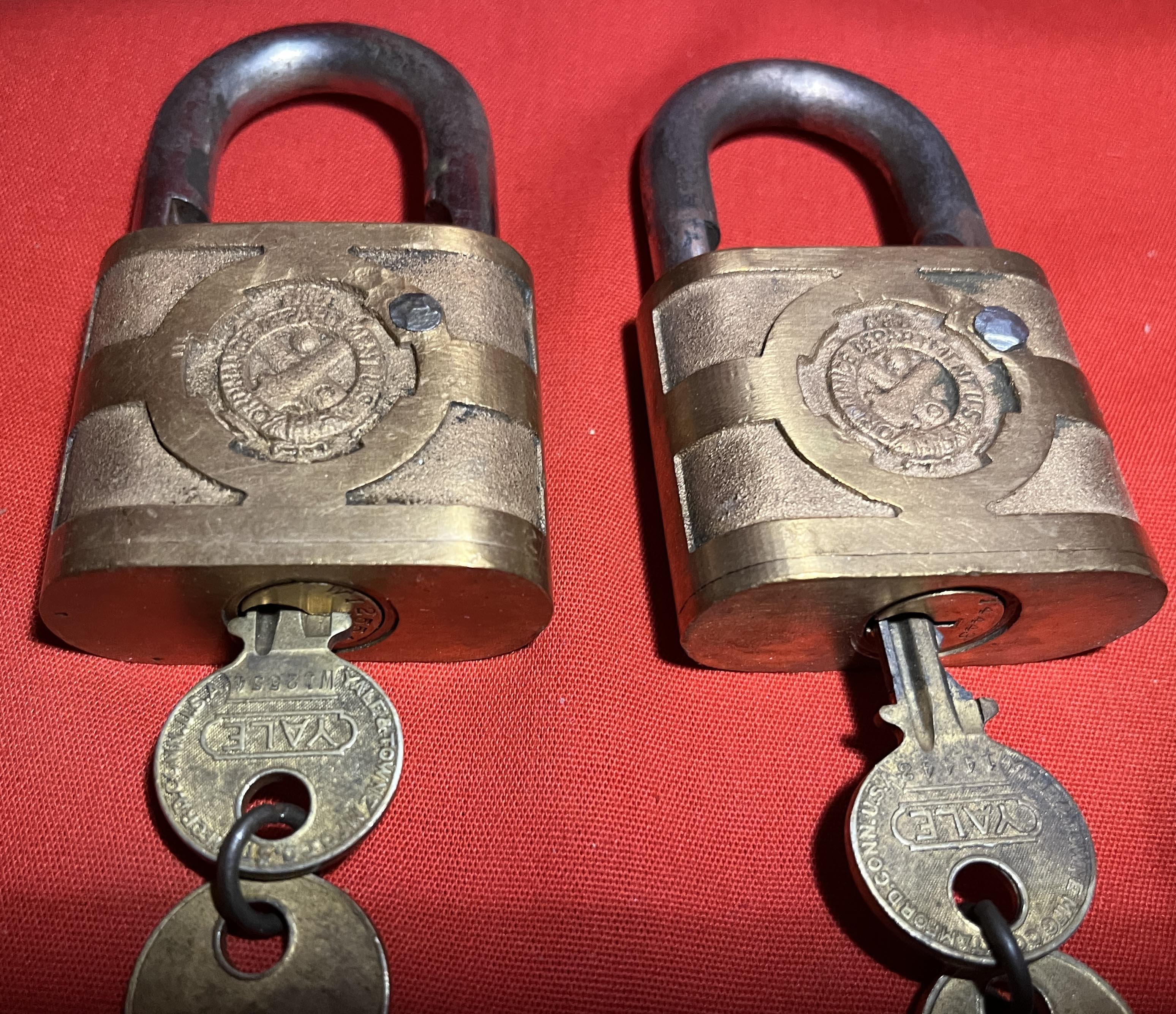 WW2-era Ordnance Department U.S.A. Large Yale Padlocks with Keys