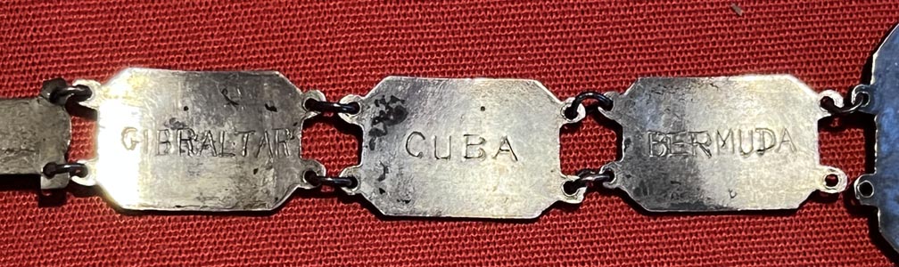 WW2 Sweetheart Bracelet China Service & Many Ports of Call