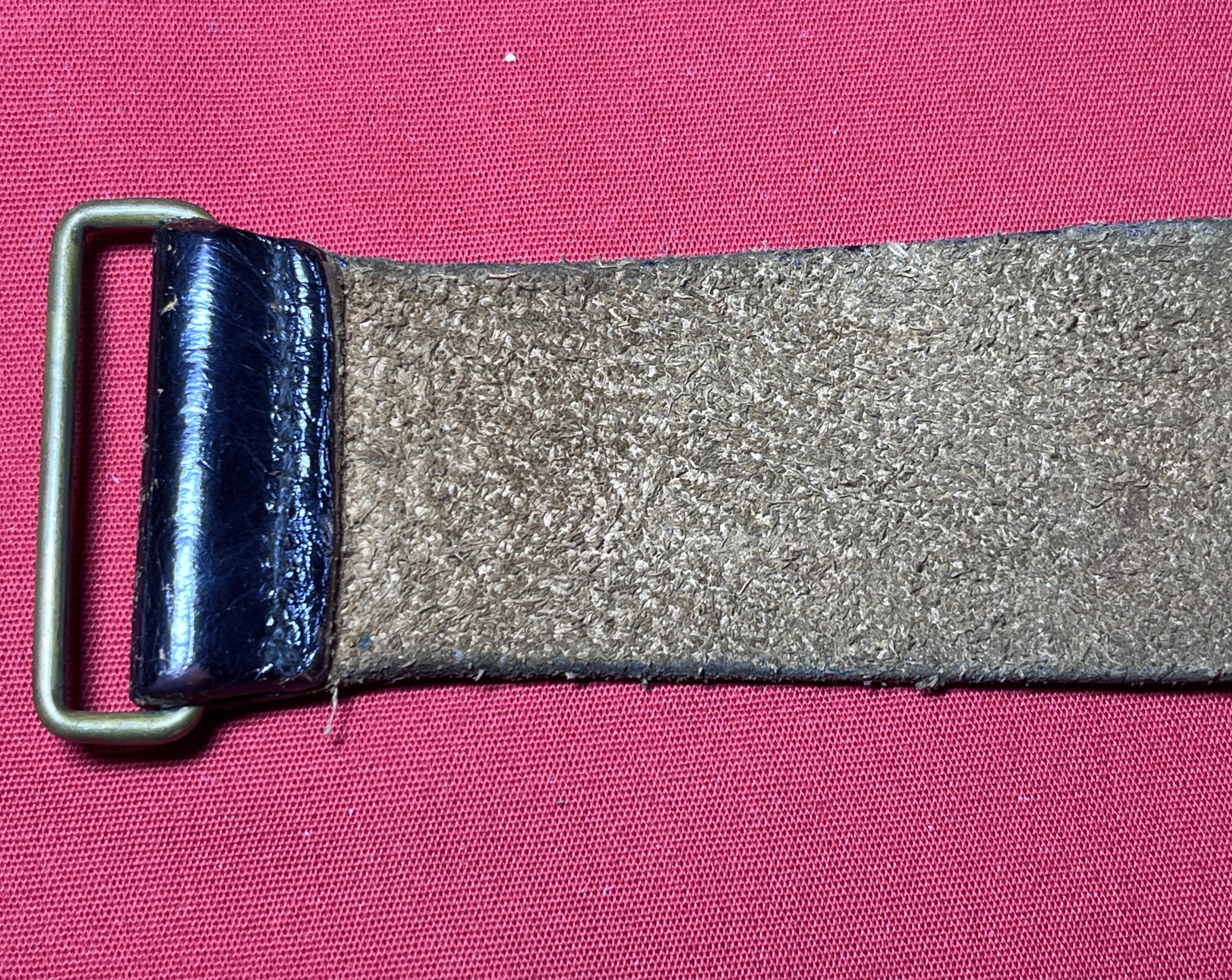 Early US Army Black Leather Officer's Belt & Brass Buckle