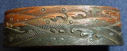 Japanese Samurai Sword Fuchi - Copper & Shakudo Waves